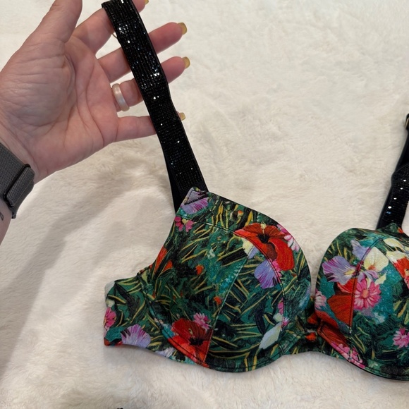 New! Victoria Secret Bombshell Push Up Brazilian Bikini Tropical 45613 - Picture 8 of 13